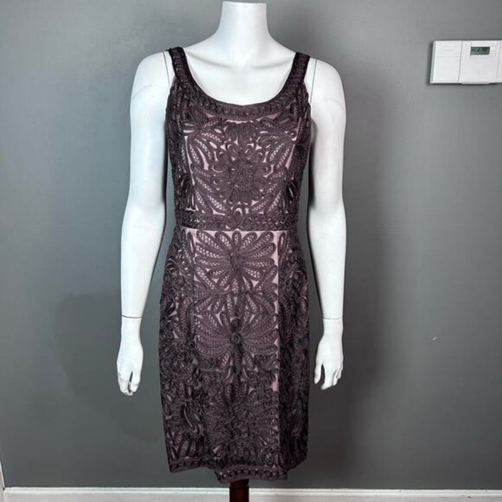 Sue‎ Wong Dress size 10 brown pink lattice lace cocktail wedding dressy